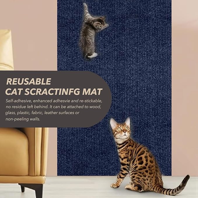 78.7"X15.8" Cat Scratching Mat, Self-Adhesive Cats Carpet, DIY Scratch - Image 5