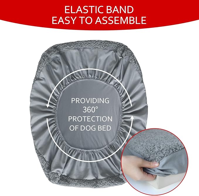 Dog Bed Covers 2 Pack Soft Plush Replacement Washable, Waterproof Pet Mattress - Image 5