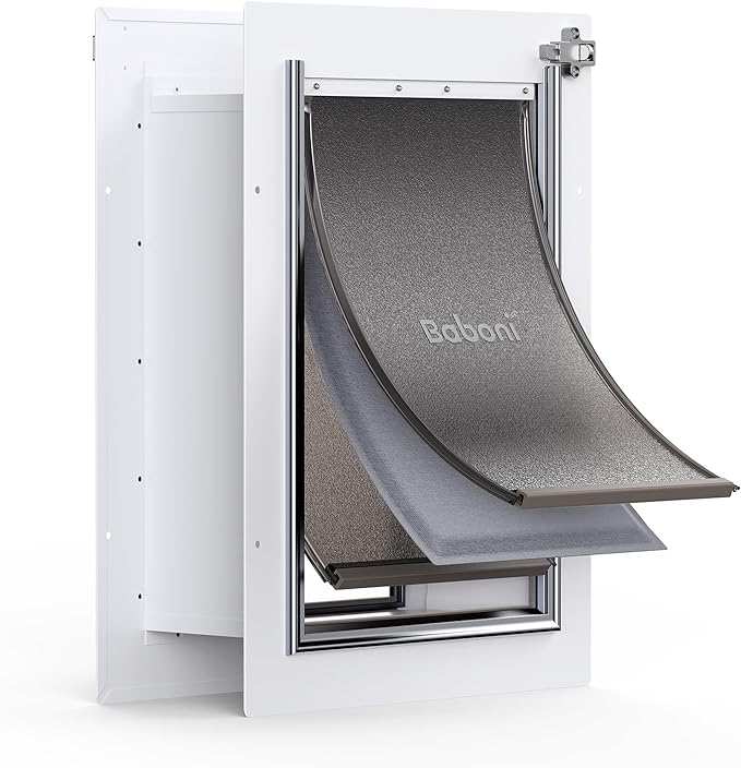 Baboni Pet Door for Wall, Steel Frame and Telescoping Tunnel, Aluminum Lock by Baboni