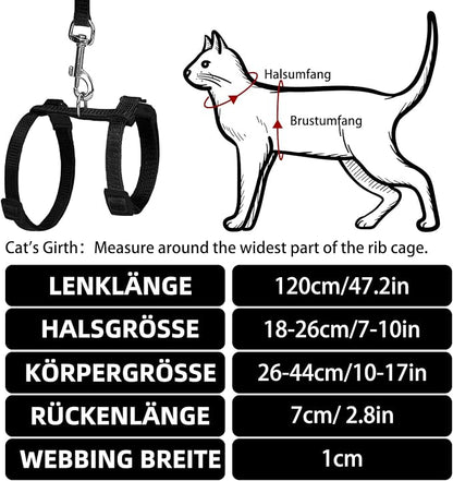 PUPTECK Adjustable Cat Harness and Leash Set Escape Proof Kitten Strap Collar - Image 2