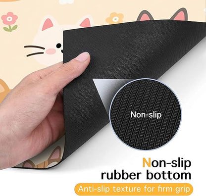 Cat Feeding Mat 24x16 inch Beige Kitten Print Pet Bowl Placemat Non Slip Floor - Image 7