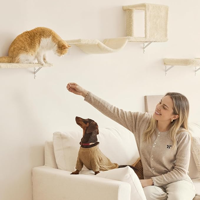 FUKUMARU Cat Wall Shelves, Stable & Safe 4 in 1 Large Cat Walls Furniture Set - Image 4