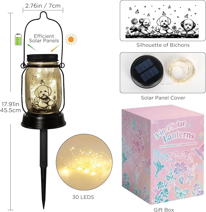 kyoryuger Bichon Dog Gifts for Women/Men Bichon Frise Solar Lanterns Birthday - Image 7