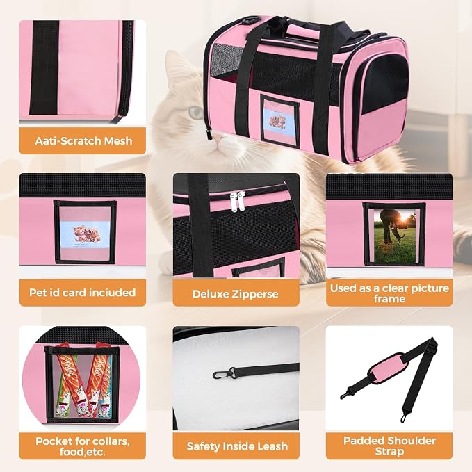 Soft Cat Carrier for Pets Up to 15 lbs, TSA Approved for Airline in-Cabin - Image 6