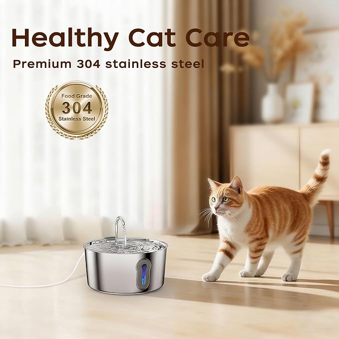 4L/135oz Large Cat Water Fountain Advanced 304 Stainless Steel - Image 4