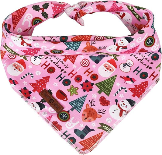 Lionet Paws Christmas Dog Bandana Washable Cotton Handkerchief Scarf Triangle by lionetpaws