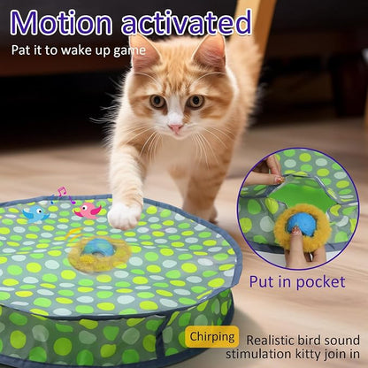 Interactive Cat Toys Ball Fast Rolling in Pouch, Motion Activate Chirping Cat - Image 2
