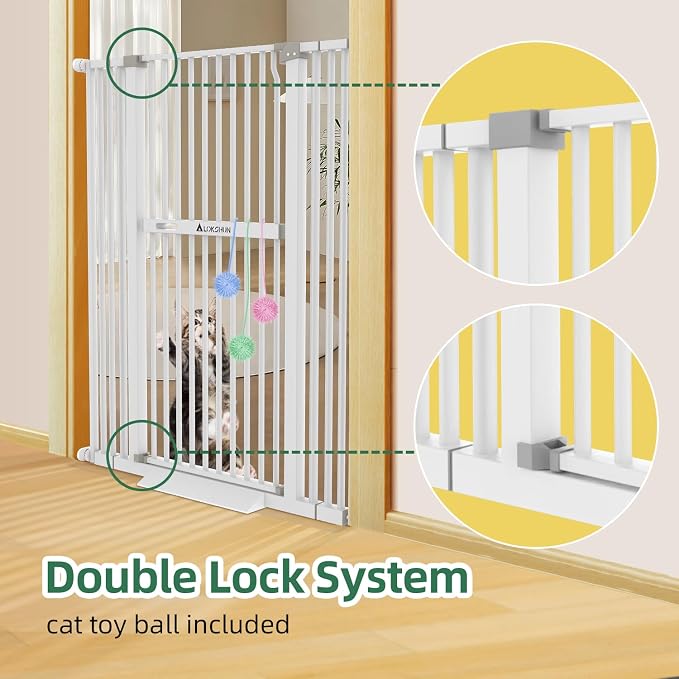 60" Extra Tall Pet Gate, 30-40" Wide, Auto Close, Cat Toy Included - Image 4