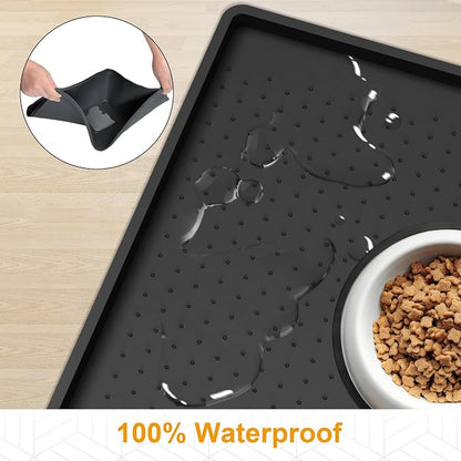Mofason Pet Food Mat Waterproof Dog Mat 24”x16” Large – 0.5” inch Raised Edge - Image 3
