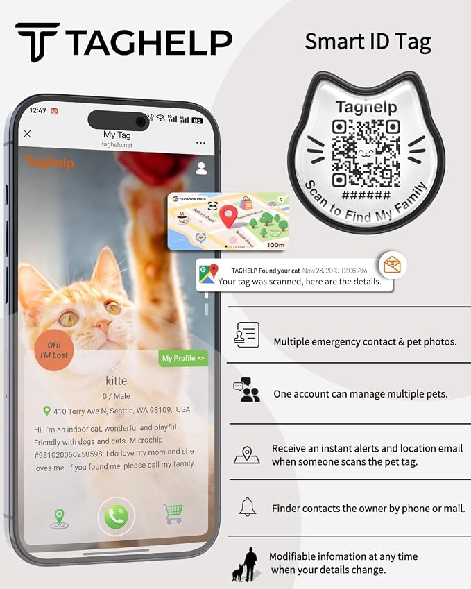 Breakaway Cat Collar with QR Code ID & AirTag Holder, Adjustable Cotton Kitten - Image 9
