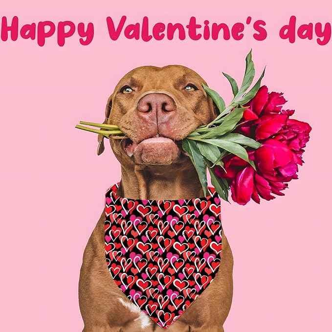 Valentines Dog Bandana Reversible Triangle Bibs Scarf Mother's Day Bandanas - Image 6