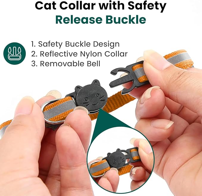 Cat Collar with AirTag Holders, Reflective Breakaway Safety Collars, Bells and - Image 7