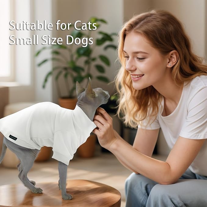 Fleece Sphynx Cat Clothes Soft Hairless Cat Clothes Pullover Cat Sweater - Image 3