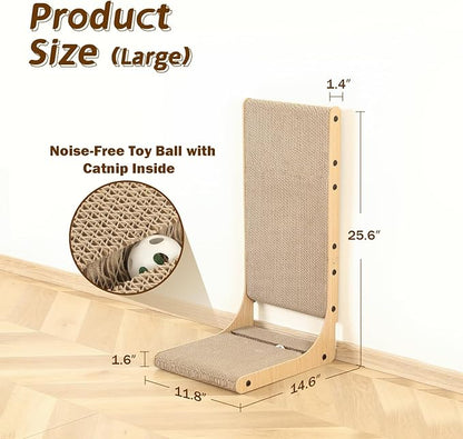 Zakkart 2-Pack Cat Scratching Board, 25.6'' Tall Cardboard L Shape Vertical Cat - Image 4