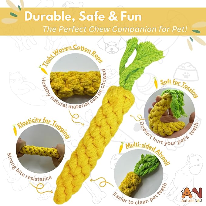 3PCS Yellow Woven Pet Chew Set, Puppy Teething Chews, Dog Chew Accessories - Image 4