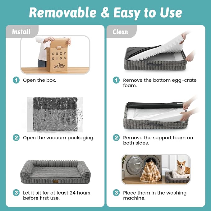 Cute Dog Bed for Extra Large Dogs, Faux Rabbit Fur Orthopedic Foam Dog Bed - Image 5