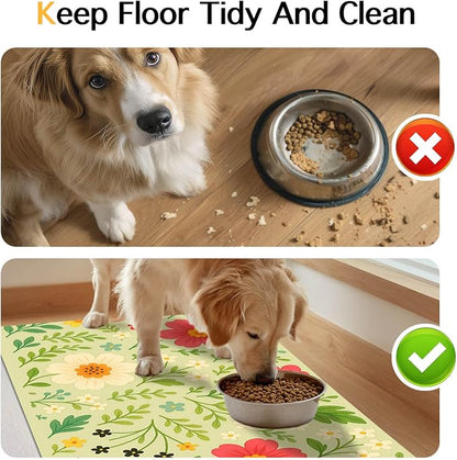 Absorbent Pet Feeding Mat Floral Design - Image 8