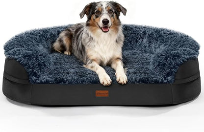 Black Dog Beds for Large Dog, Removable and Washable Cover, Raised Reboundable by iweepet