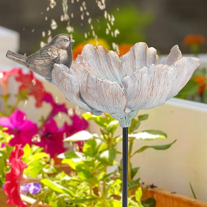 MUMTOP Outdoor Antique Bird Bath Small Flower Bird Baths Bowl Resin Birdbaths - Image 3