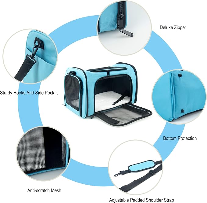 Soft Sided Carrier for Small Medium Cats Dogs, Removable Pad Collapsible Travel - Image 3