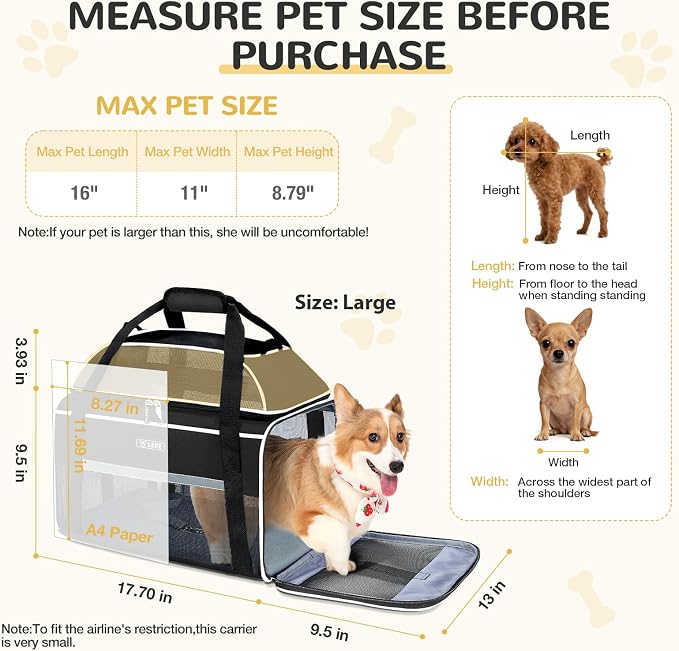 Lekereise Top-Expandable Pet Carrier 18x13x9.5 Inch Southwest Frontier Airline - Image 3