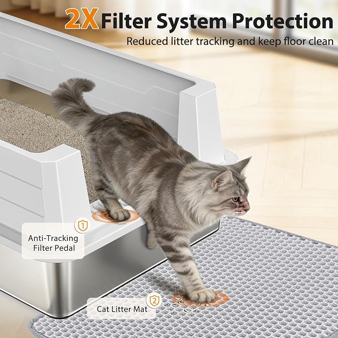 FURTIME XXXL Extra Large Stainless Steel Litter Box - Image 3