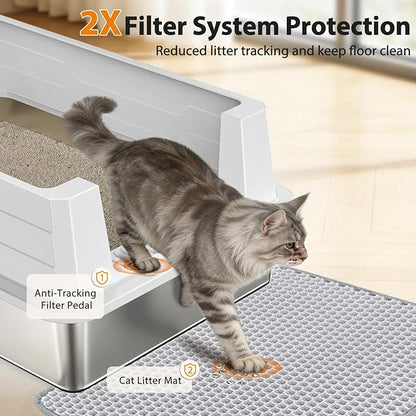 FURTIME XXXL Extra Large Stainless Steel Litter Box - Image 3