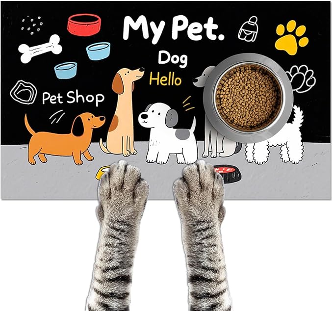 Funning My Pet Dog Pattern Dog Feeding Mat Pet Food Mat by HOMETITUTE