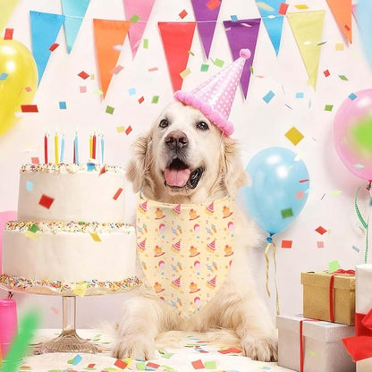 Birthday Dog Bandanas, Double Side Reversible Large Pet Scarves, Celebration Set - Image 2