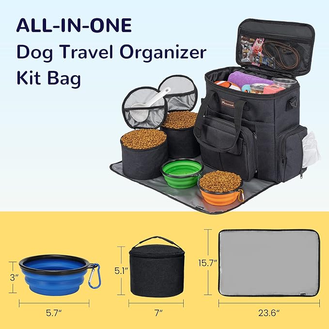 Modoker Dog Travel Bag with 2 Collapsible Dog Bowls, 1 Dog Backpack, Airline - Image 5