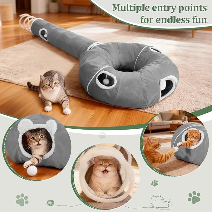 Ownpets 2-in-1 Cat Tunnel, Large Lollipop Shape Cat Tunnel Toy - Image 5