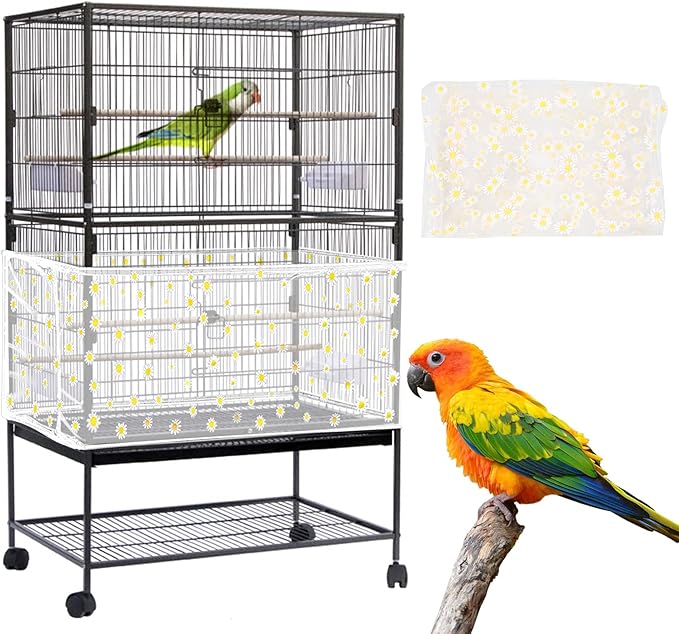Daoeny Large Bird Cage Cover, Bird Cage Seed Catcher, Adjustable Soft Nylon by Daoeny