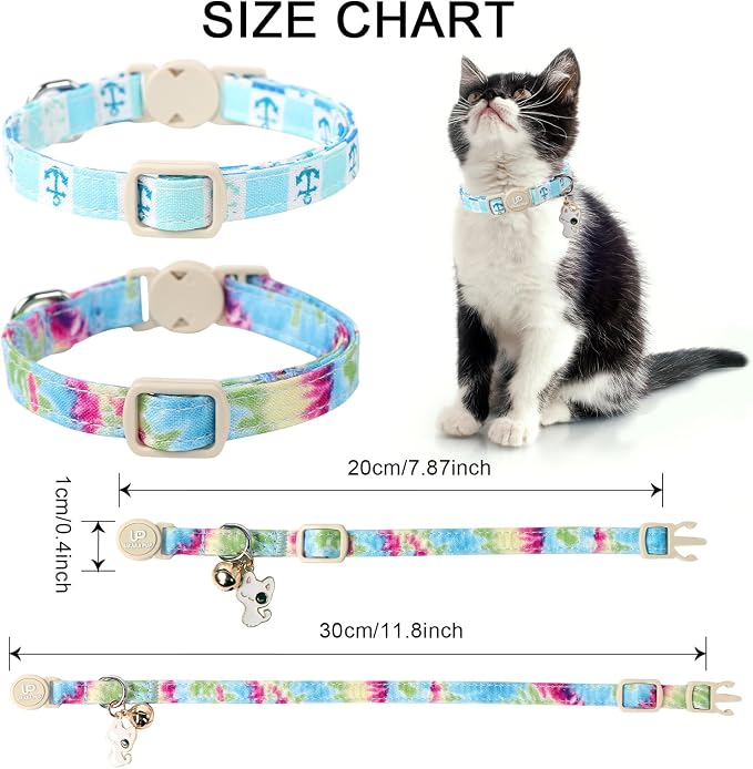 Cat Collar, 2 Pack Cat Collars Cute Breakaway Tiedye Cat Collar - Image 6