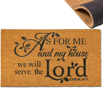 Coir Door Mat Outdoor Mats For Home Entrance, As FOR ME and My House We Will by Assaoy