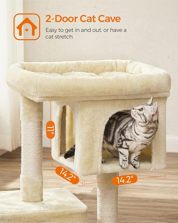 Feandrea Cat Tree, 33.1-Inch Cat Tower, Plush Condo - Image 4