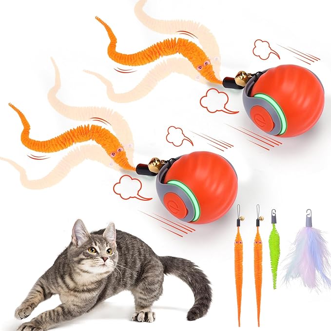 BABORUI 2Pack Orange Interactive Cat Toy Ball by BABORUI
