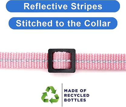 Pawtitas Recycled Pink Reflective Cat Collar – Eco-Friendly Breakaway Safety - Image 4