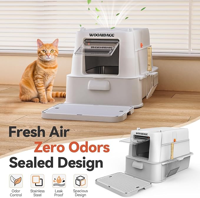 Enclosed Stainless Steel Cat Litter Box - Image 4