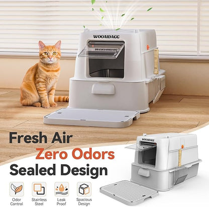 Enclosed Stainless Steel Cat Litter Box - Image 4