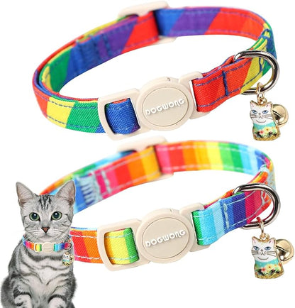 Cat Collar, 2 Pack LGBT Cat Collars Breakaway by DOGWONG