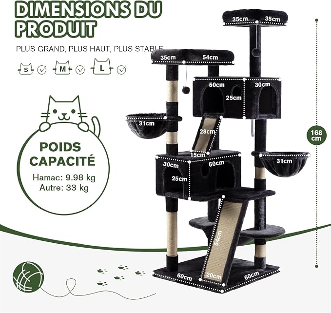 MUTICOR 66 Inches Multi-Level Large Cat Tree Tower - Image 8