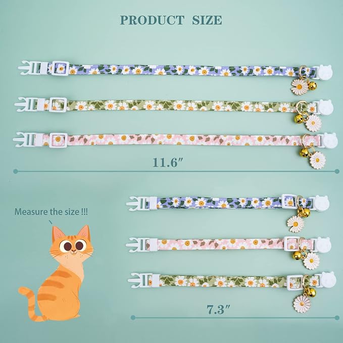 Faygarsle 3 Pack Cotton Safe Breakaway Cat Collars - Image 4