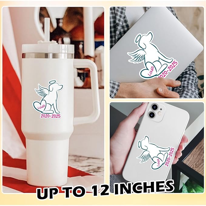 Custom Pet Memorial Heart Name Sticker Personalized Text Loss of Dog Decal - Image 3