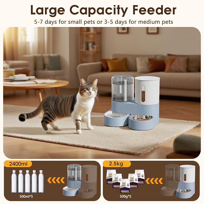 Automatic Gravity Cat Dog Feeder and Water Dispenser - Image 2