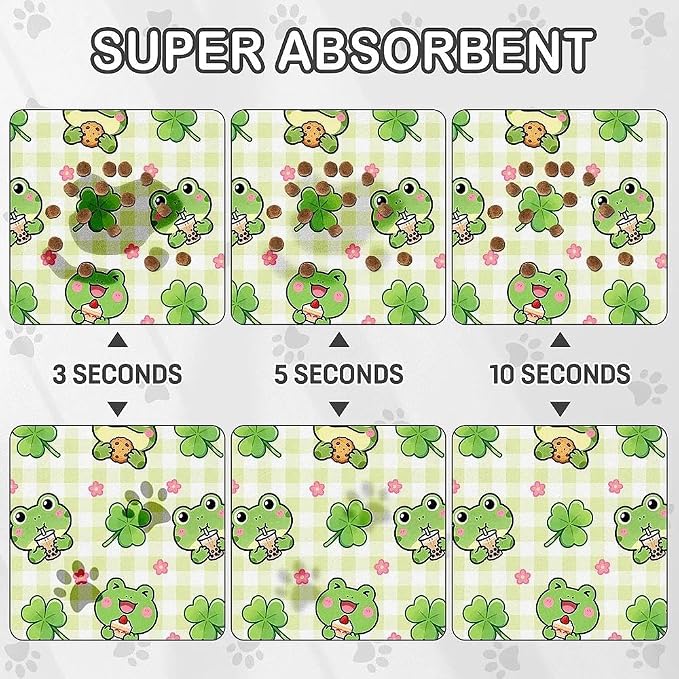 Dog Food Mat for Pet Cat Food Mat, Cute Frog Absorbent Quick Dry Dog Bowl Mats - Image 2