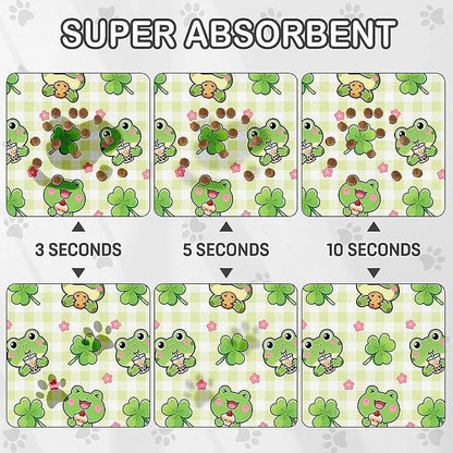 Dog Food Mat for Pet Cat Food Mat, Cute Frog Absorbent Quick Dry Dog Bowl Mats - Image 2
