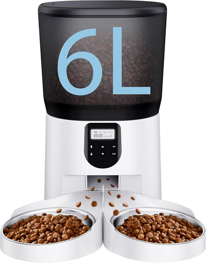 Automatic Cat Feeders for 2Cats, 6L/25cup Automatic Cat Food Dispenser by CORGOTE