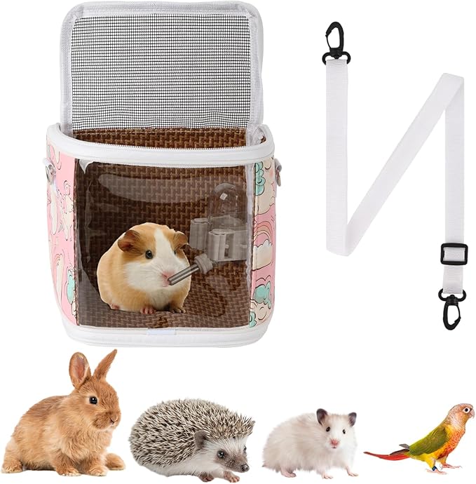 Guinea Pig Carrier Bag with Water Bottle，Travel Portable Small Animal Carrier by NOONEAU