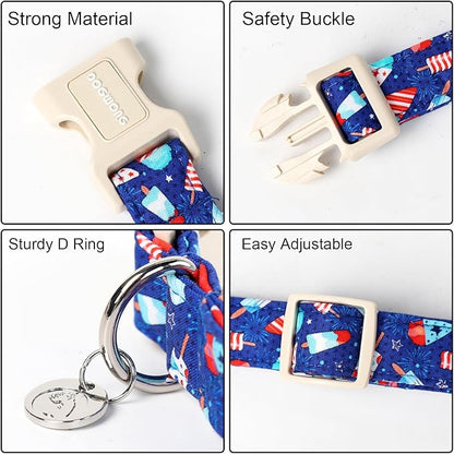 DOGWONG Cotton Dog Collar, Popcile Summer Dog Collar Durable Soft Natural - Image 3