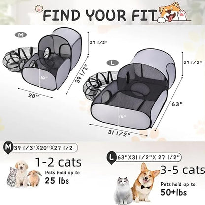 Dog Playpen with Surround Tunnel, Outdoor/Indoor Cat Playpen with Breathable - Image 2